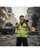 Láthatósági mellény FOTÓ és PHOTO felirattal, sárga fényvisszaverő fotós mellény, eseményfotós azonosító felszerelés,