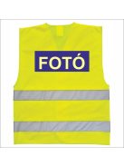 Láthatósági mellény FOTÓ és PHOTO felirattal, sárga fényvisszaverő fotós mellény, eseményfotós azonosító felszerelés,