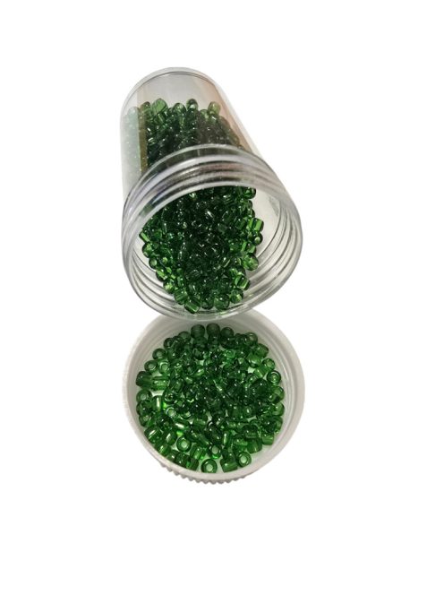 Kásagyöngy - átlátszó 20g zöld 2 mm