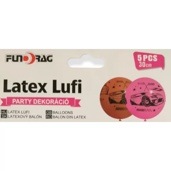 Gömb lufi - Autós mintával 5db/cs