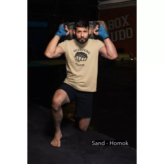 Kickboxing Fighter kereknyakú pamut póló kick box mintával uniszex