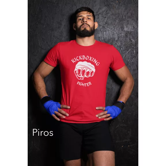 Kickboxing Fighter kereknyakú pamut póló kick box mintával uniszex