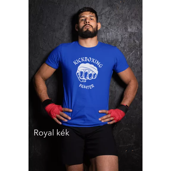 Kickboxing Fighter kereknyakú pamut póló kick box mintával uniszex