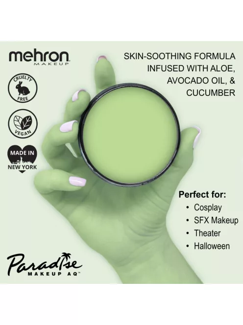 Mehron Paradise Makeup AQ Pastel Green (40 g) – Pasztellzöld arcfesték, vízbázisú testfesték