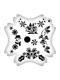 MK Kreatív 5 az 1-ben frizbi arcfestő sablon karácsonyi mintákkal (Mikulás, rénszarvas, hóember, csillag, cukorkabot), újrahasználható, gyors arcfestéshez