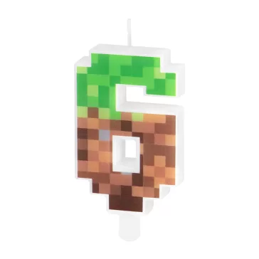 6-os szám alakú pixel tortagyertya műanyag beszúróval6-os szám alakú pixel tortagyertya műanyag beszúróval