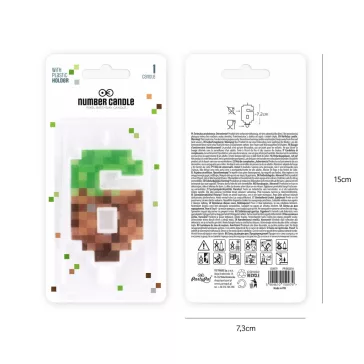 6-os szám alakú pixel tortagyertya műanyag beszúróval6-os szám alakú pixel tortagyertya műanyag beszúróval
