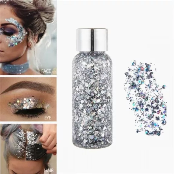 Laura Serna Chunky face and Body glitter gel - Holografikus ezüst
