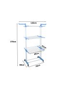 Nagy teherbírású összecsukható szárnyas ruhaszárító állvány fehér színben.