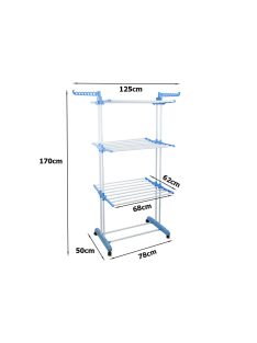 Nagy teherbírású összecsukható szárnyas ruhaszárító állvány fehér színben.
