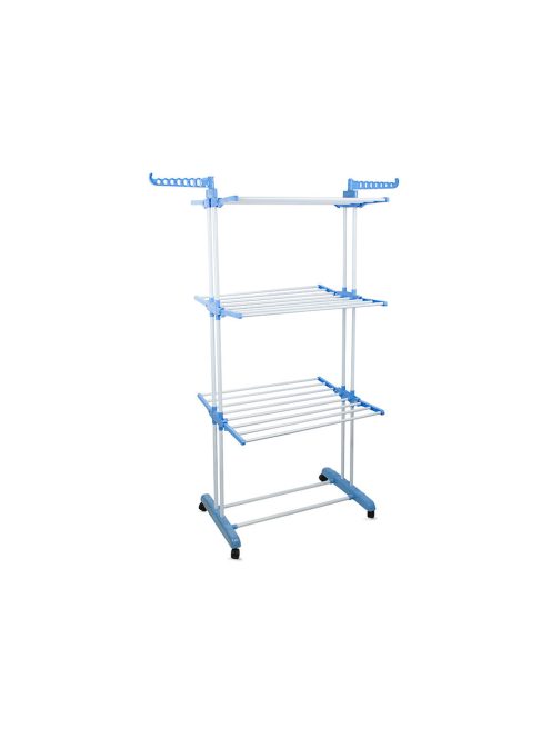 Nagy teherbírású összecsukható szárnyas ruhaszárító állvány fehér színben.