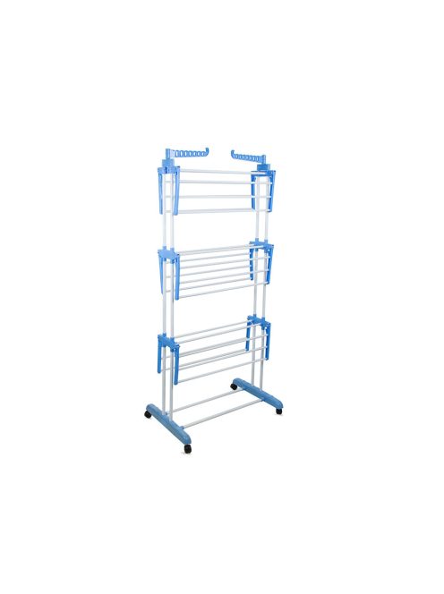 Nagy teherbírású összecsukható szárnyas ruhaszárító állvány fehér színben.