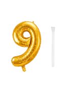 9-es szám arany fólia lufi 66 cm születésnapi dekoráció