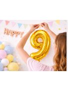 9-es szám arany fólia lufi 66 cm születésnapi dekoráció