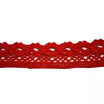 Csipke 100% pamut 3 cm-es piros 2