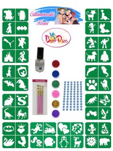 Glitter tattoo big set 48 Pieces stencils