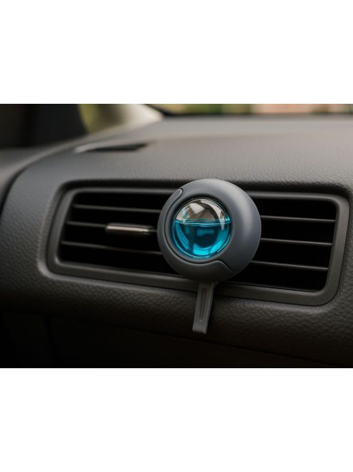 Szellőzőrácsra csíptetett elegáns autós légfrissítő 50 ml-es utántöltővel és forgó ventilátorral. Tökéletes autós kiegészítő.
