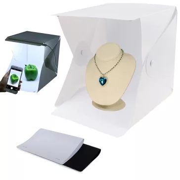 Árnyékmentes Fotóbox 20 LED-del - Mini Studio Termékfotózáshoz (24x22x24 cm)