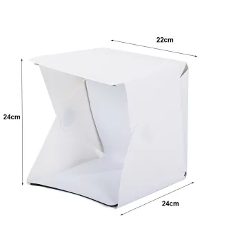 Árnyékmentes Fotóbox 20 LED-del - Mini Studio Termékfotózáshoz (24x22x24 cm)