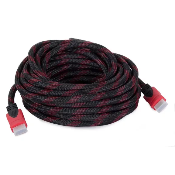 10 méteres HDMI 1.4 kábel fekete-piros nylon fonattal és ferritszűrőkkel