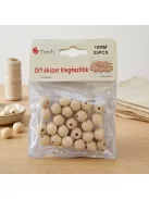 25 darabos 10 mm-es natúr lyukas fagolyó készlet kreatív alkotáshoz