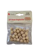 25 darabos 10 mm-es natúr lyukas fagolyó készlet kreatív alkotáshoz
