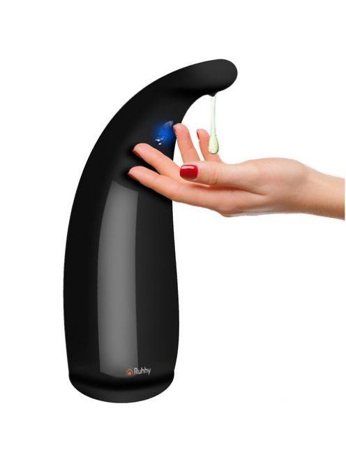 Ruhhy fekete színű, érintésmentes (szenzoros) automata szappanadagoló 300ml-es tartállyal, modern fürdőszobákba és konyhákba
