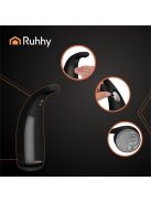 Ruhhy fekete színű, érintésmentes (szenzoros) automata szappanadagoló 300ml-es tartállyal, modern fürdőszobákba és konyhákba
