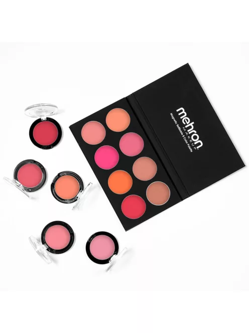 Mehron CHEEK Powder Palette – 8 Színű Púderpirosító Paletta, matt finis, kontúrozáshoz