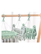 Zokni-, alsónemű- és ruhaszárító akasztó, 32 darabos csipesszel, helytakarékos és praktikus