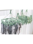 Zokni-, alsónemű- és ruhaszárító akasztó, 32 darabos csipesszel, helytakarékos és praktikus