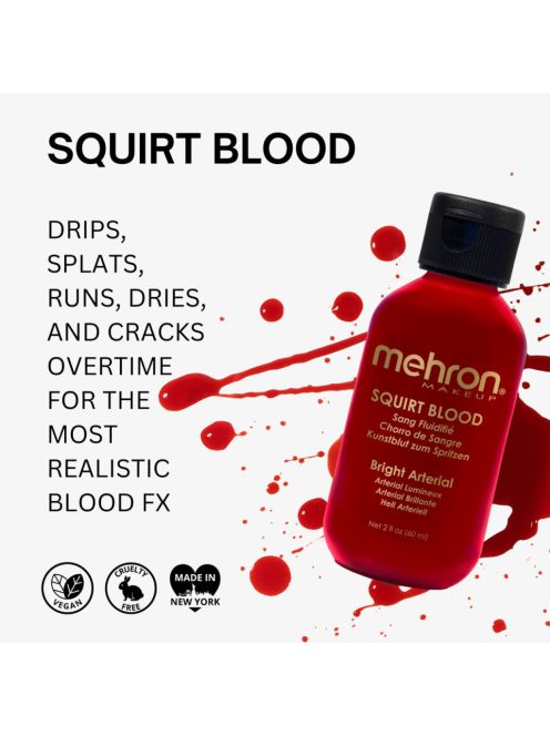Mehron Squirt Blood Bright Arterial – professzionális víz alapú SFX vér (60 ml)
