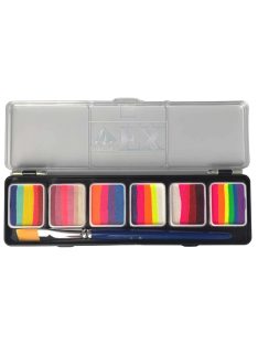 Diamond FX GLOW Touch of Neon csíkos arcfesték paletta 6x6g, professzionális "one stroke" festék UV-aktív neon árnyalatokkal, bőrbarát, blacklight partyra