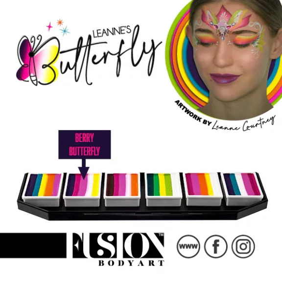 Fusion csíkos arcfesték paletta – Leanne's BUTTERFLY 