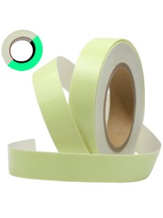 2 cm széles fluoreszkáló szalag, sötétben világító öntapadós vinil fólia 3 méter hosszban, menekülési útvonal jelöléséhez