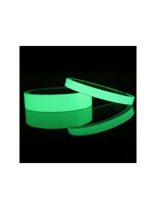 2 cm széles fluoreszkáló szalag, sötétben világító öntapadós vinil fólia 3 méter hosszban, menekülési útvonal jelöléséhez