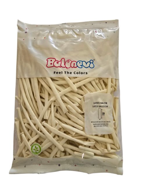 Modellező lufi 100 db-os fehér színű csomag lufihajtogatáshoz.