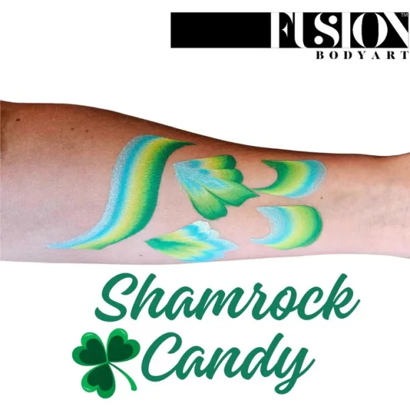 Fusion Body Art Shamrock Candy rózsaszín-fehér csíkos arcfesték split cake hercegnő koronák és rózsák festéséhez One Stroke technikával