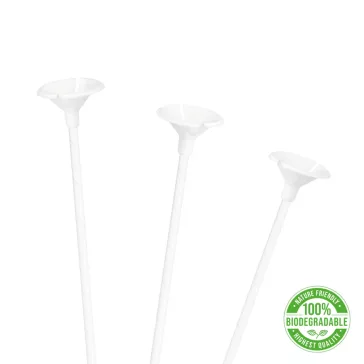 PartyPal ECO fehér papír lufitartó pálcikák kupakkal 35 cm 10 db