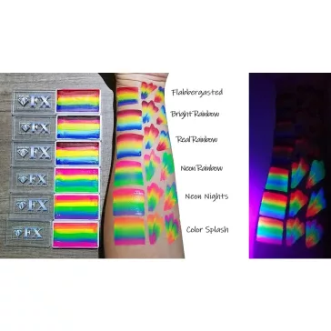 Diamond FX uv-neon csíkos arcfesték - Real Rainbow (28g)