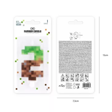 2-es szám alakú pixel tortagyertya műanyag beszúróval