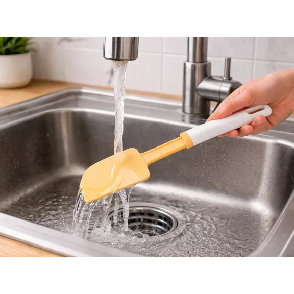 Fehér és narancssárga műanyag tésztakaparó spatula 27,5 cm-es méretben