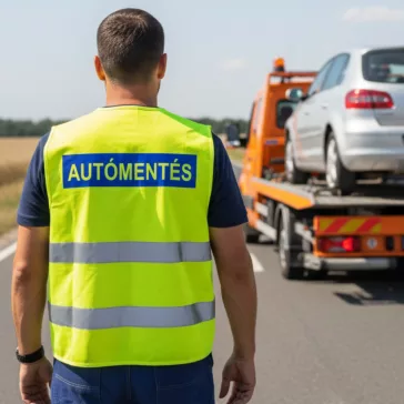 Autómentés feliratú láthatósági mellény, neon sárga fényvisszaverő biztonsági mellény, autómentő munkavédelmi felszerelés
