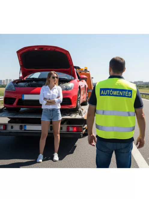 Autómentés feliratú láthatósági mellény, neon sárga fényvisszaverő biztonsági mellény, autómentő munkavédelmi felszerelés
