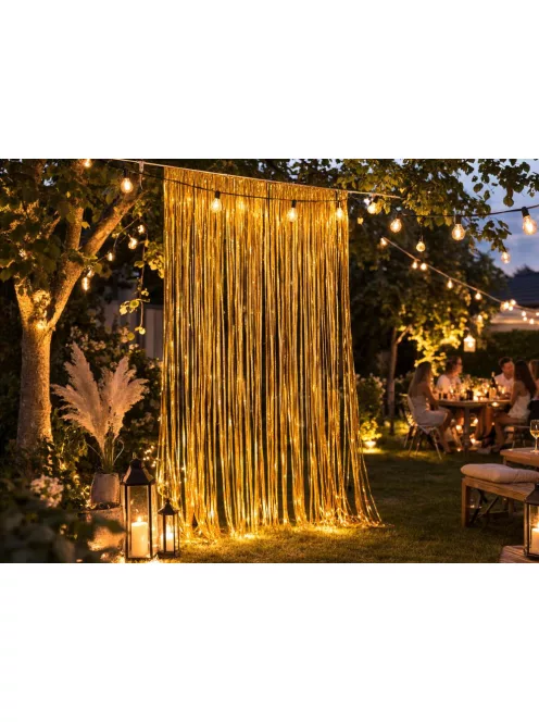 Arany dekorációs fólia függöny öntapadós fotóháttér születésnapra és esküvőre