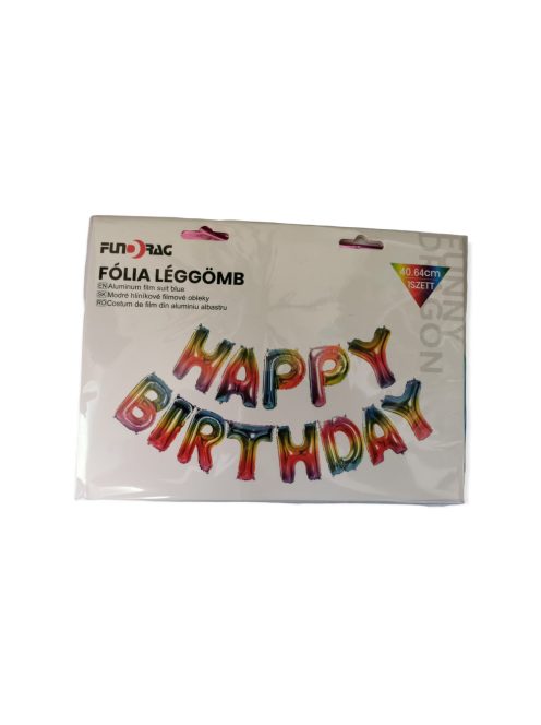 Fólia lufi Happy Birthday felirat 40 cm nagy méret
