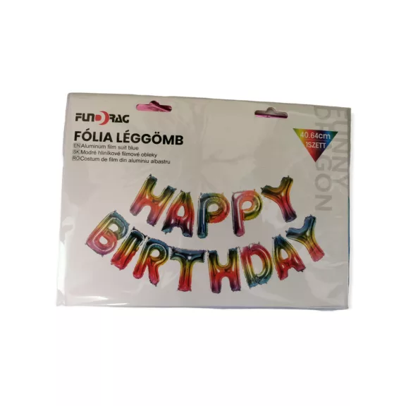 Fólia lufi Happy Birthday felirat 40 cm nagy méret