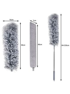 Ruhhy teleszkópos porolókefe két cserélhető fejjel, hosszú nyéllel, porszívó kefével, kerek és lapos tisztítófejjel