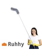 Ruhhy teleszkópos porolókefe két cserélhető fejjel, hosszú nyéllel, porszívó kefével, kerek és lapos tisztítófejjel