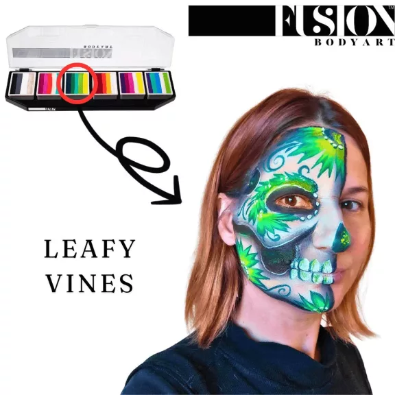Fusion Arcfestő Paletta Sugar Skull designnal, 6 split cake arcfestékkel